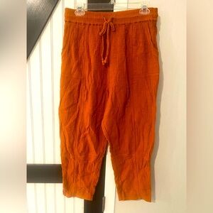 Saturday Sunday Anthropologie Cotton Gauze Pants Orange Rust Brown Size SP